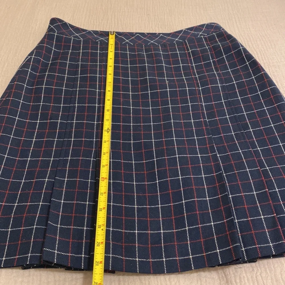Brooks Brothers Wool Navy Plaid A-Line Skirt. Size 8